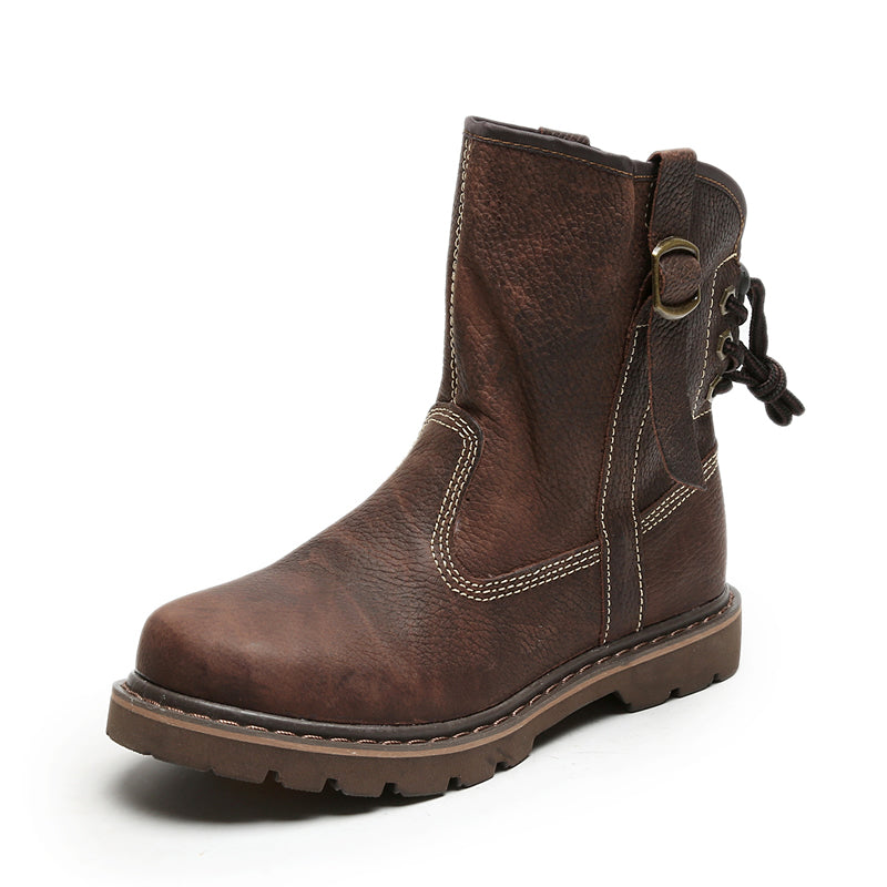 Men Spring Autumn Retro Cowhide Leather Boots-RAIIFY