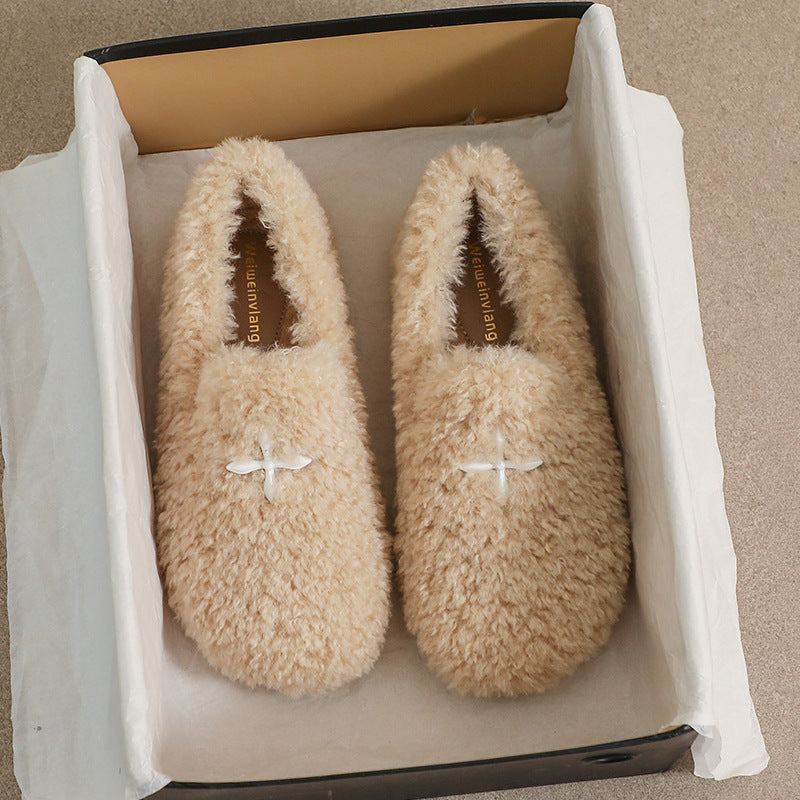 Women Winter Flat Soft Fur Casual Shoes-RAIIFY