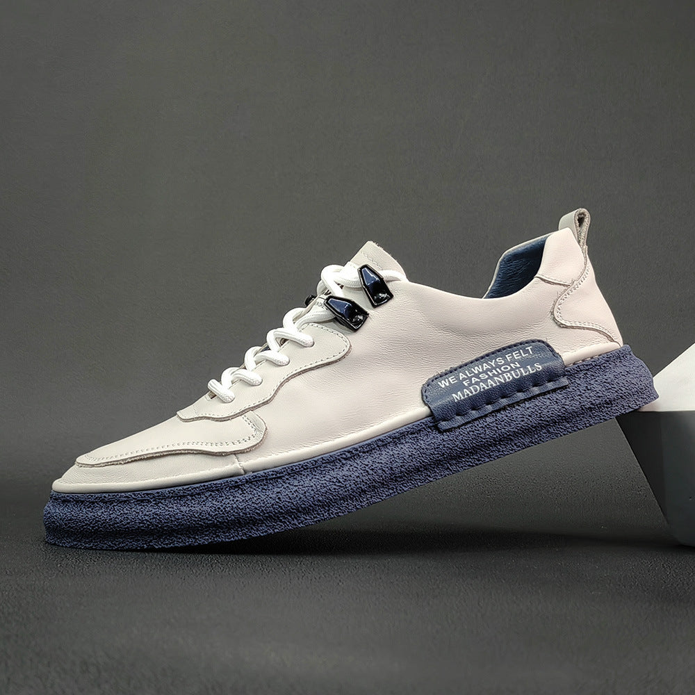 Men Fashion Leather Flat Casual Sneakers-RAIIFY