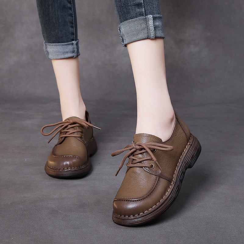 Women Handmade Soft Leather Retro Casual Shoes-RAIIFY