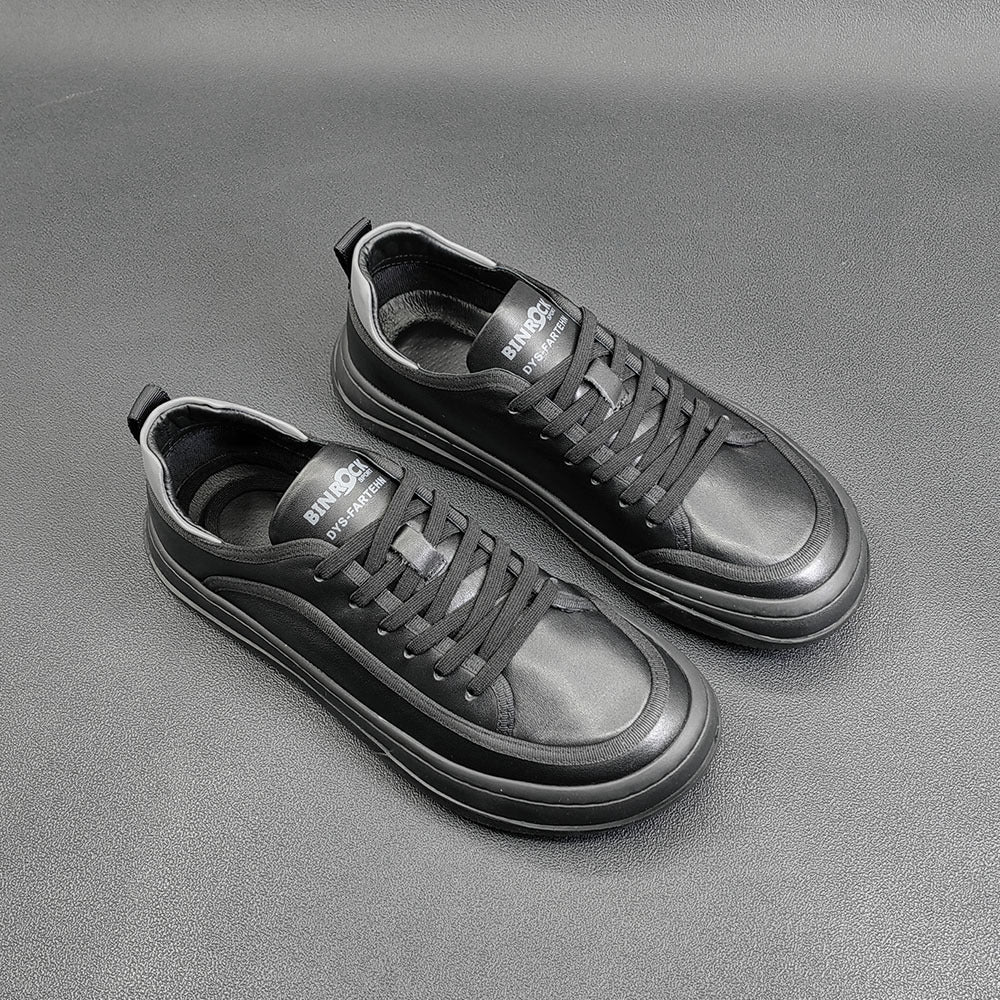 Men Leather Casual Fashion Solid Flat Sneakers-RAIIFY