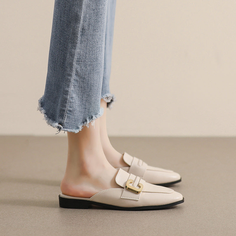 Women Retro Pointed Toe Flat Mules-RAIIFY