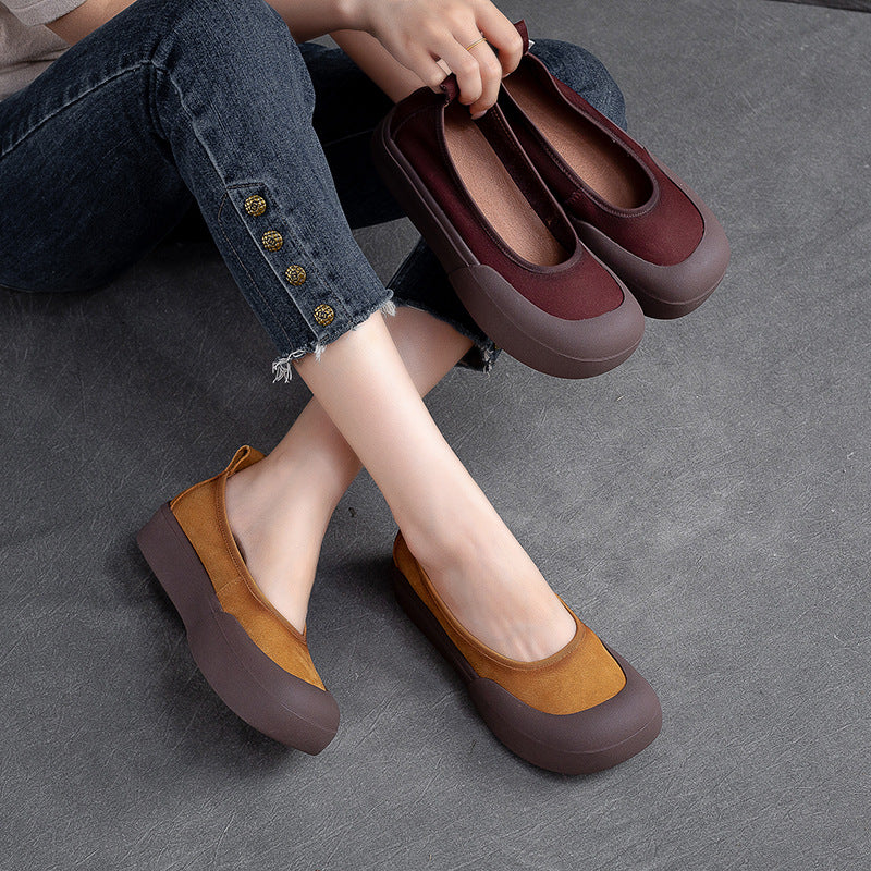 Women Retro Leather Soft Flats Shoes-RAIIFY