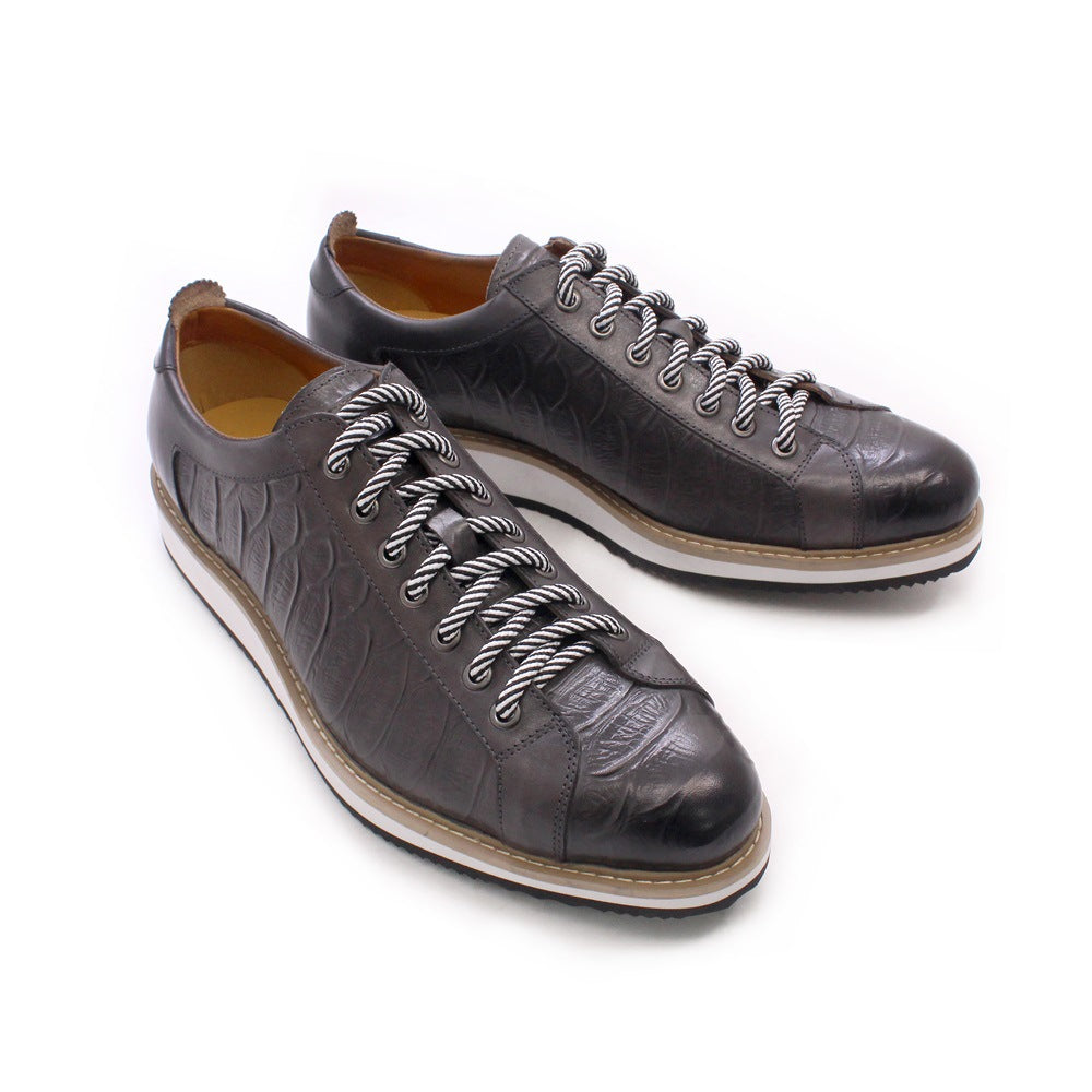 Men Retro Figured Leather Casual Shoes-RAIIFY