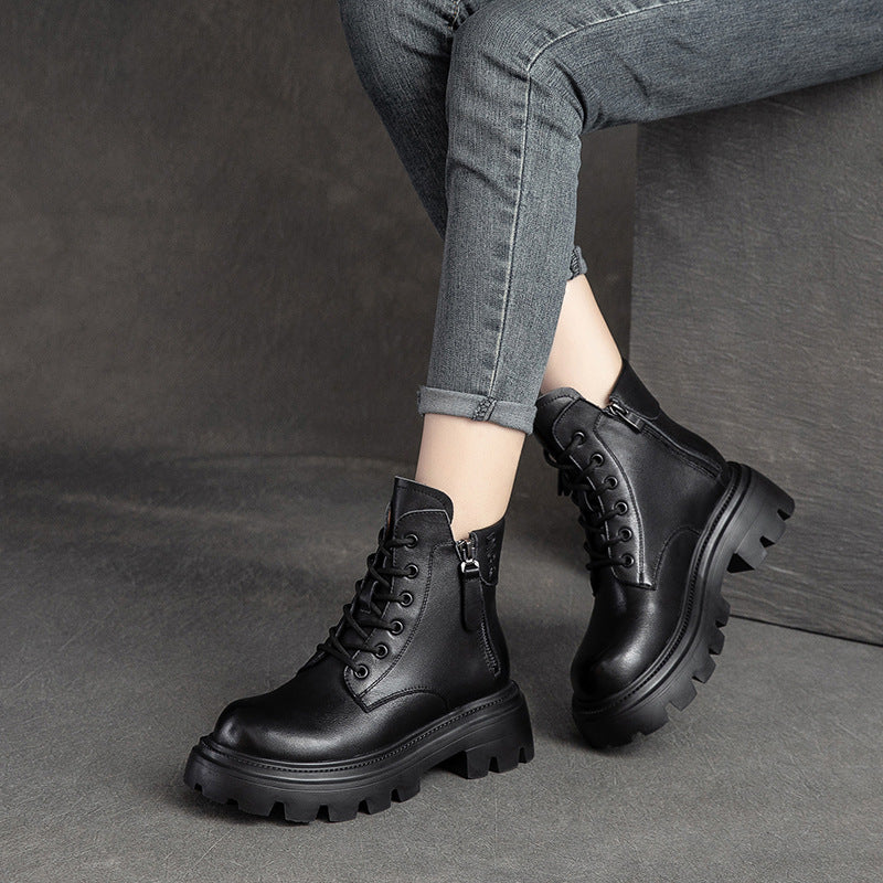 Women Casual Minimalist Soft Leather Boots-RAIIFY