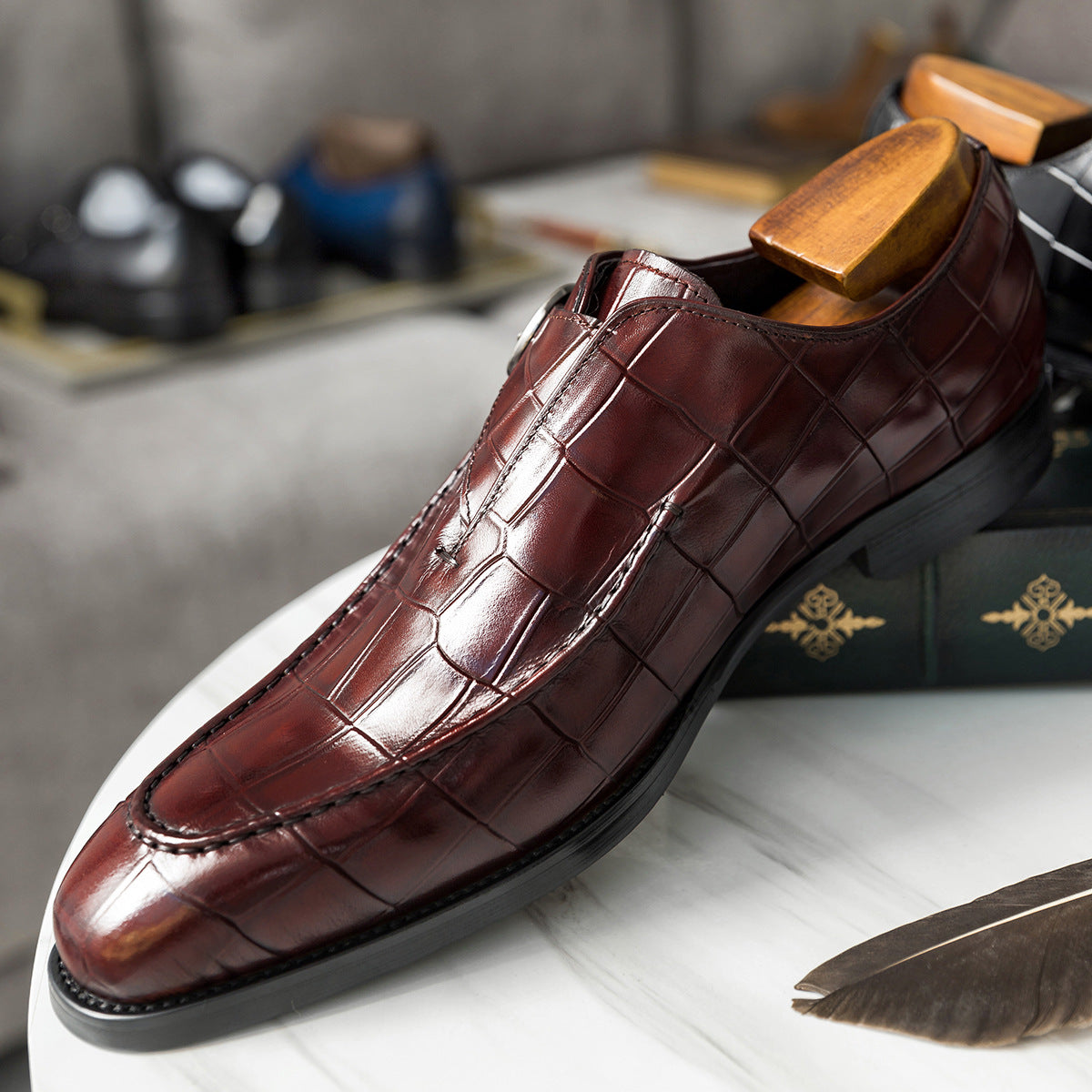 Men Classic Glossy Leather Oxford Shoes-RAIIFY