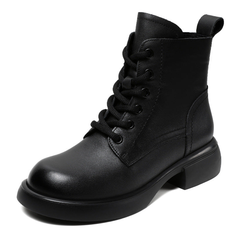 Women Handmade Minimalist Leather Casual Boots-RAIIFY
