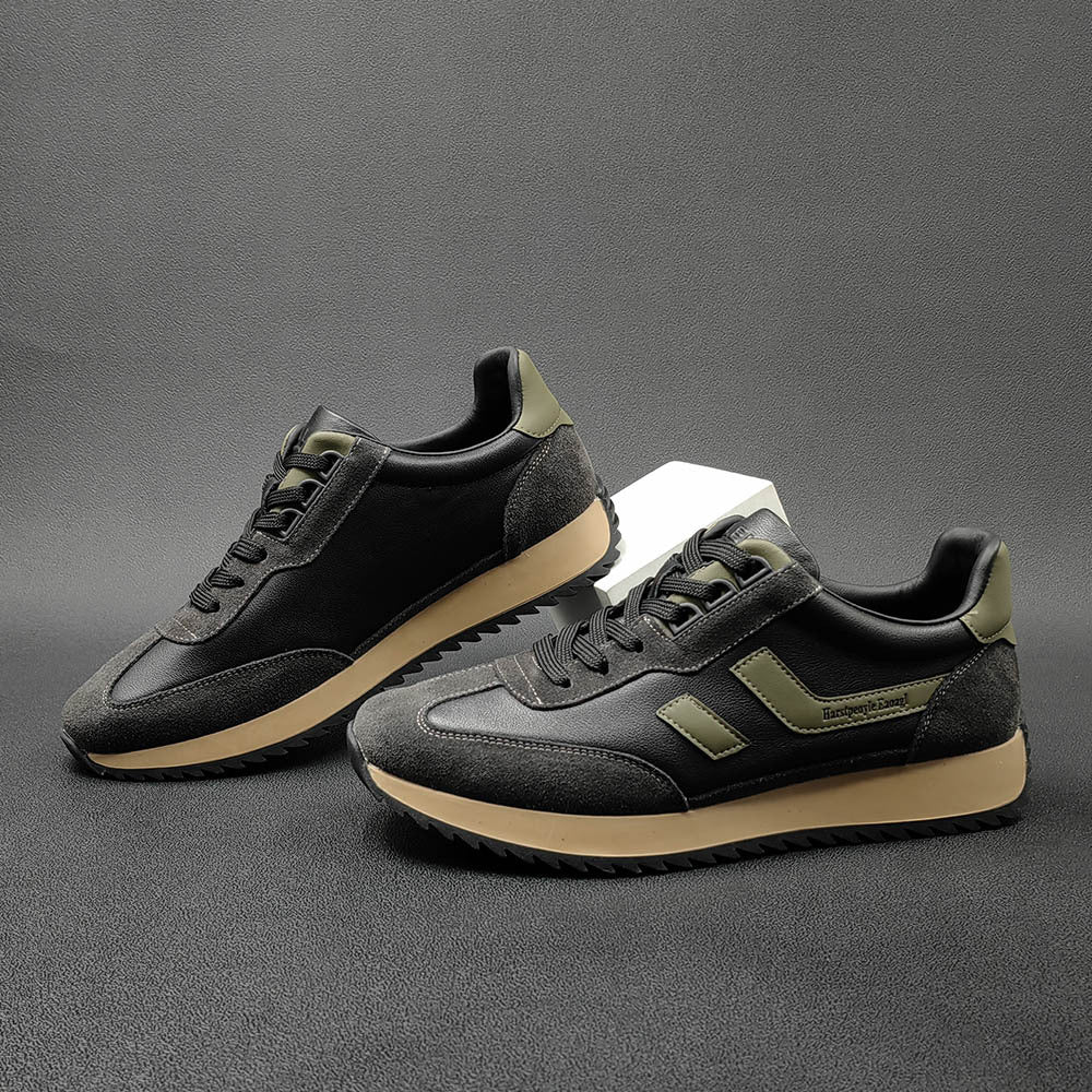 Men Fashion Patchwork Cowhide Flat Casual Sneakers-RAIIFY
