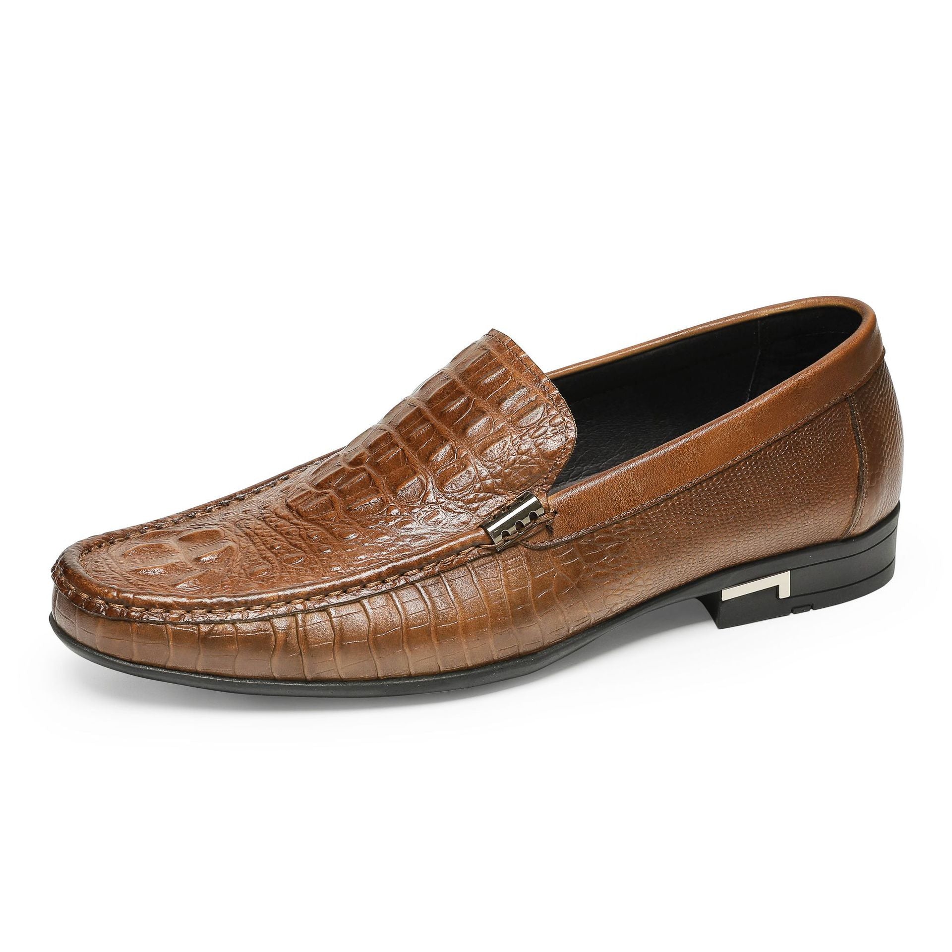 Men Classic Embossing Cowhide Casual Slip-On Loafers-RAIIFY