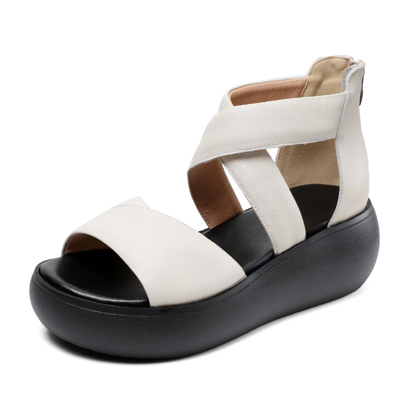 Women Summer Soft Leather Comfort Platform Sandals-RAIIFY