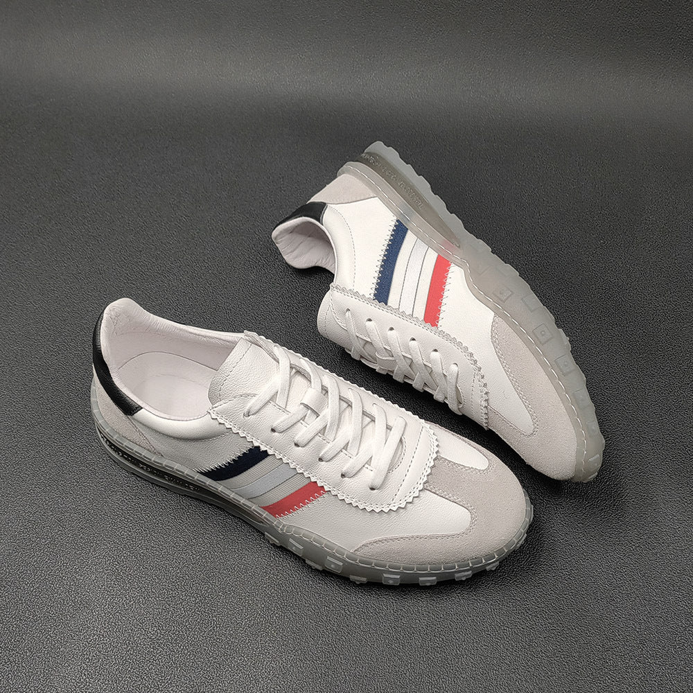 Men Fashion Patchwork Leather Flat Casual Sneakers-RAIIFY