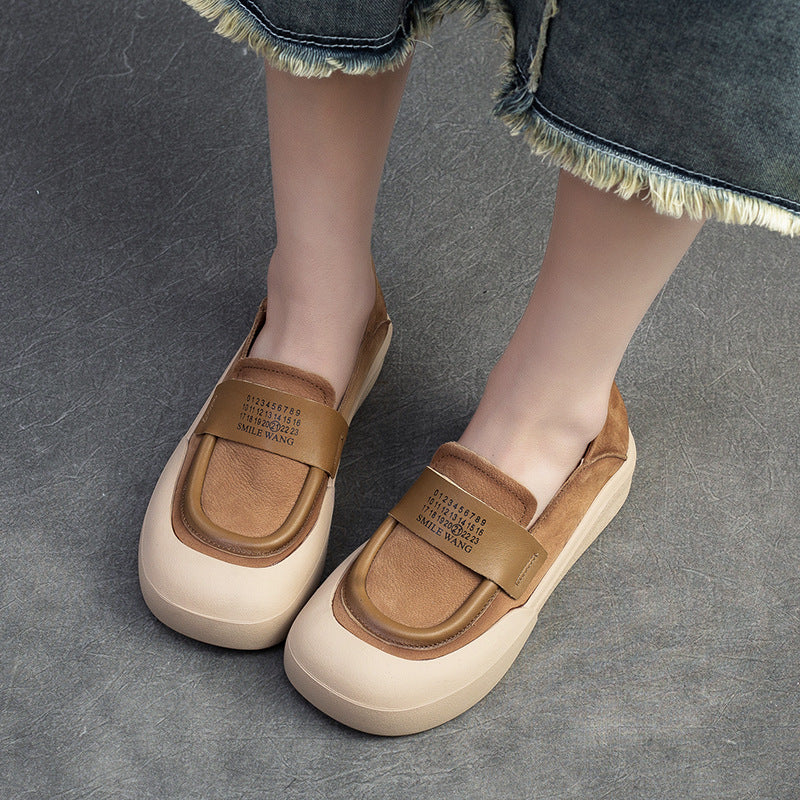 Women Minimalist Leather Flat Casual Shoes-RAIIFY