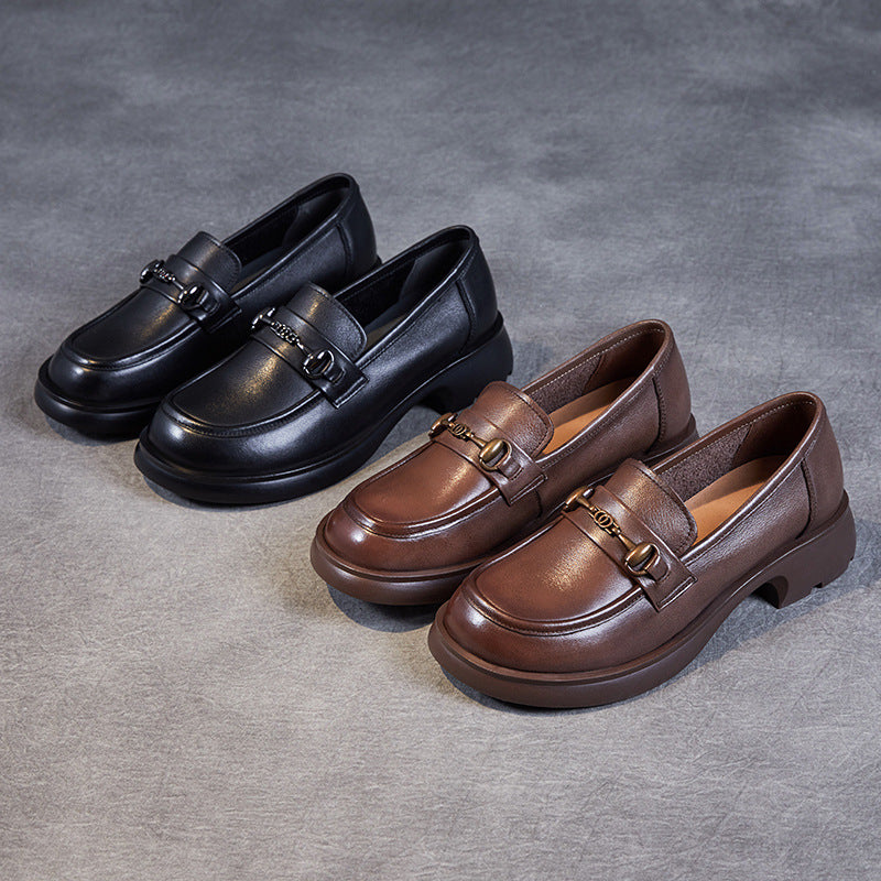 Women Casual Classic Minimalist Leather Loafers-RAIIFY