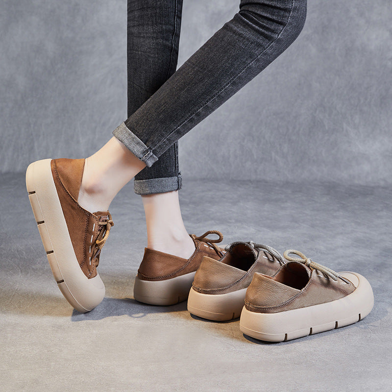 Women Fashion Minimalist Leather Flat Casual Shoes-RAIIFY