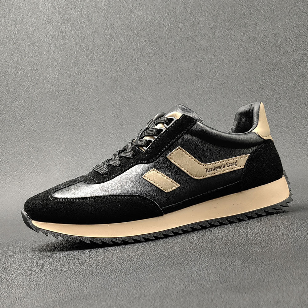 Men Fashion Patchwork Cowhide Flat Casual Sneakers-RAIIFY