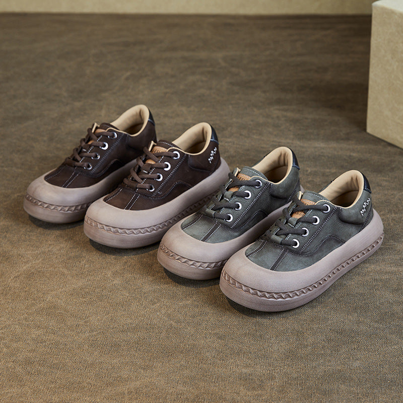 Women Retro Fashion Leather Casual Shoes-RAIIFY