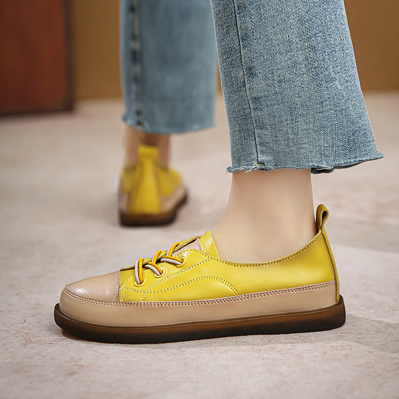 Women Retro Leather Minimalist Soft Flat Casual Shoes-RAIIFY