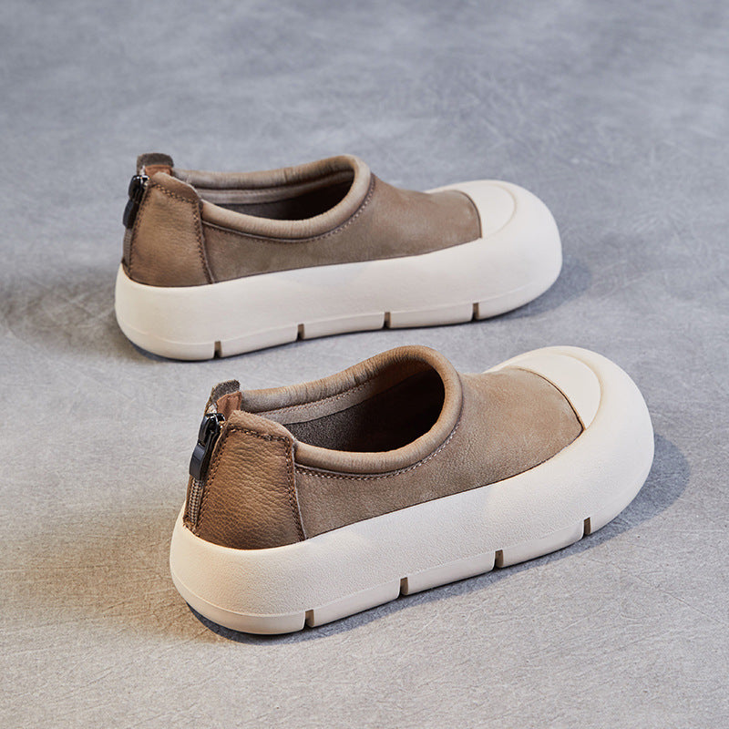 Women Minimalist Leather Thick Soled Casual Shoes-RAIIFY