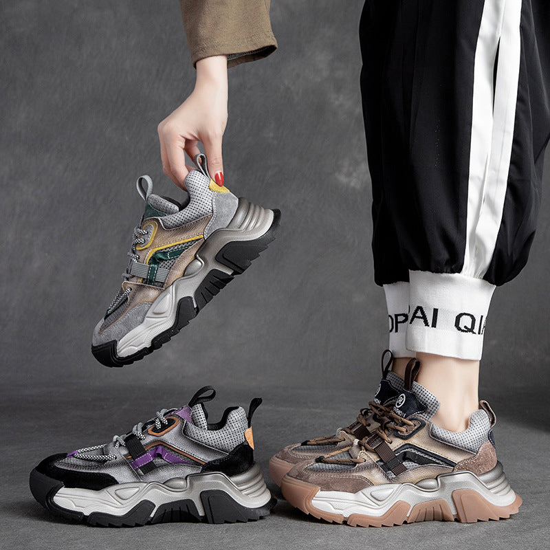 Women Retro Patchwork Casual Platform Dad Sneakers-RAIIFY