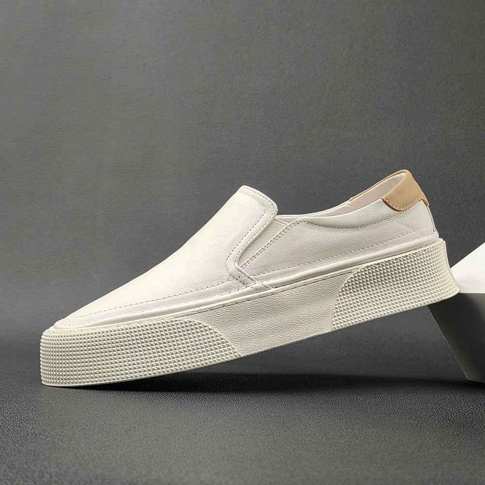 Men Minimalist Leather Flat Casual Loafers-RAIIFY