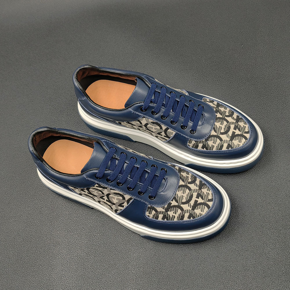 Men Fashion Leather Flat Casual Sneakers-RAIIFY