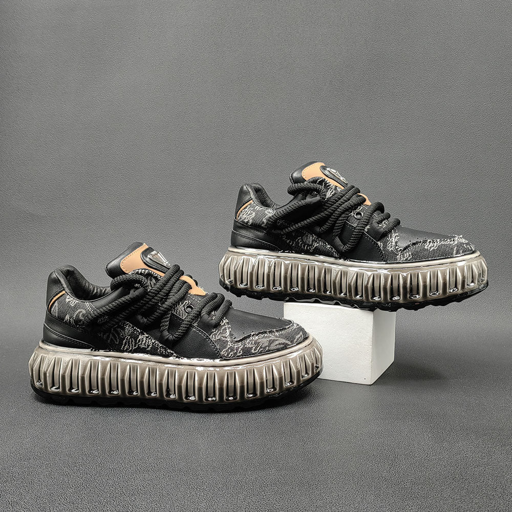 Men Stylish Fashion Leather Flat Casual Sneakers-RAIIFY