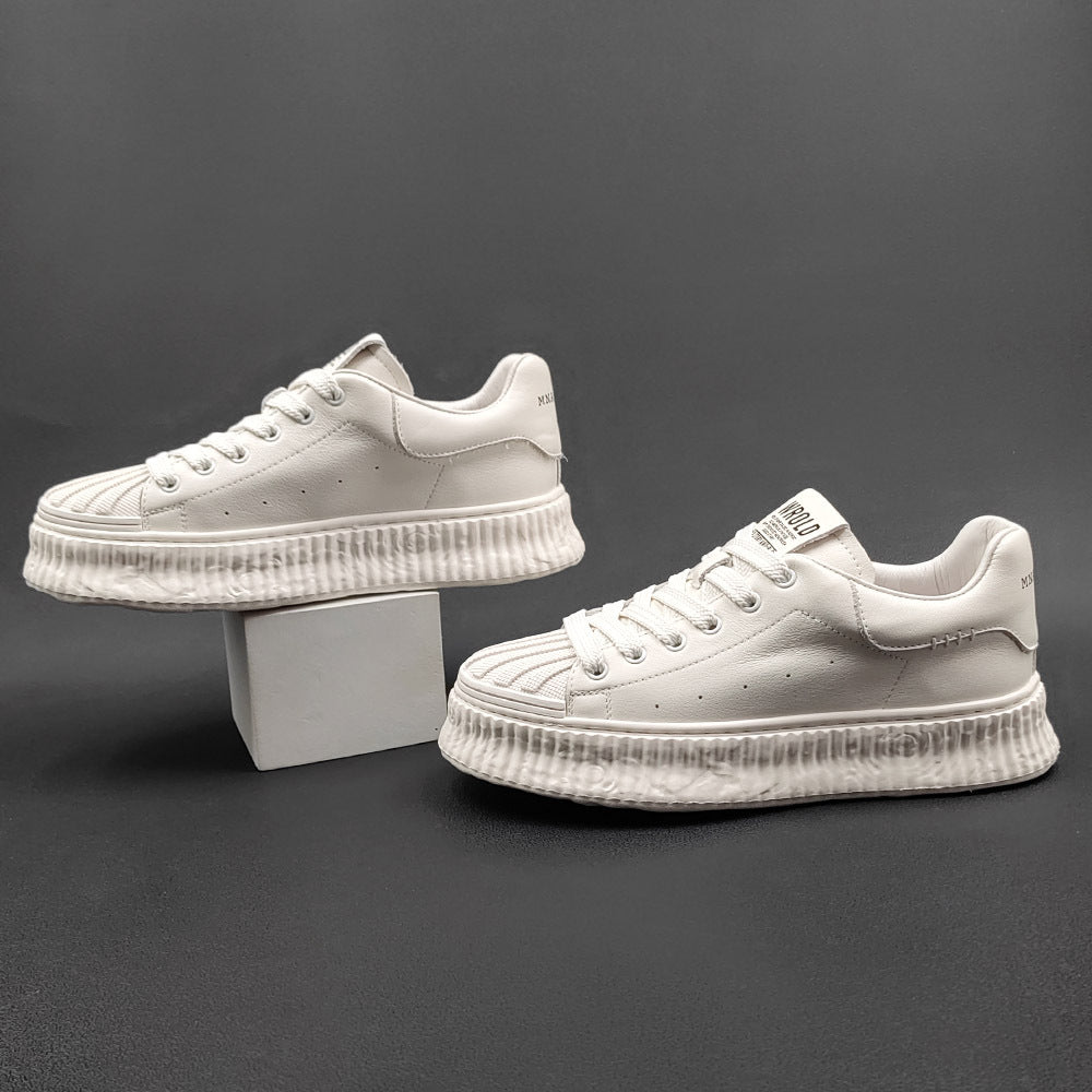 Men Fashion Leather Thick Soled Casual Sneakers-RAIIFY
