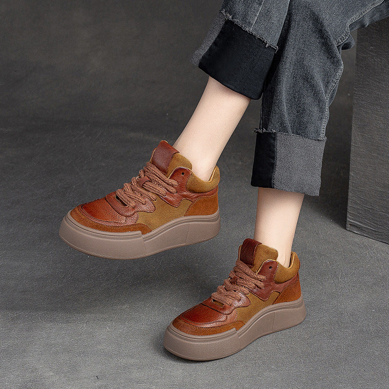Women Retro Patchwork Thick Soled Casual Shoes-RAIIFY