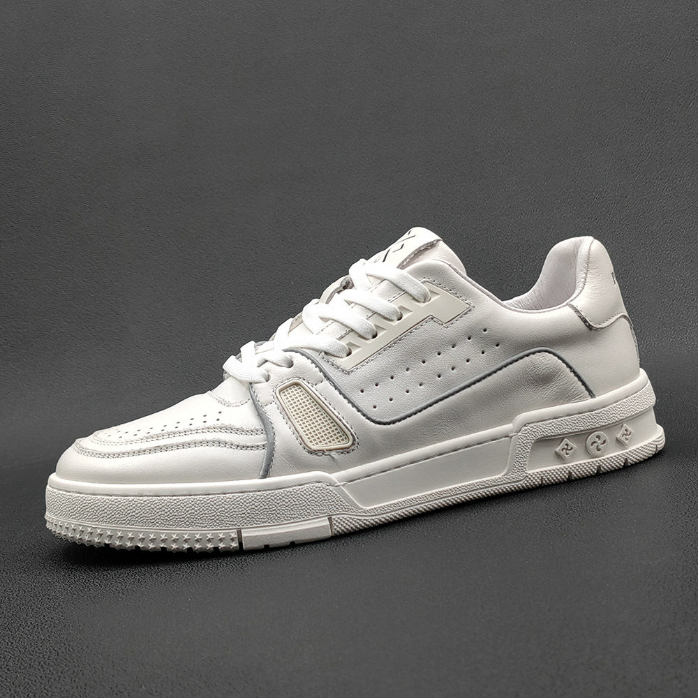 Men Stylish Breath Leather Flat Casual Sneakers-RAIIFY