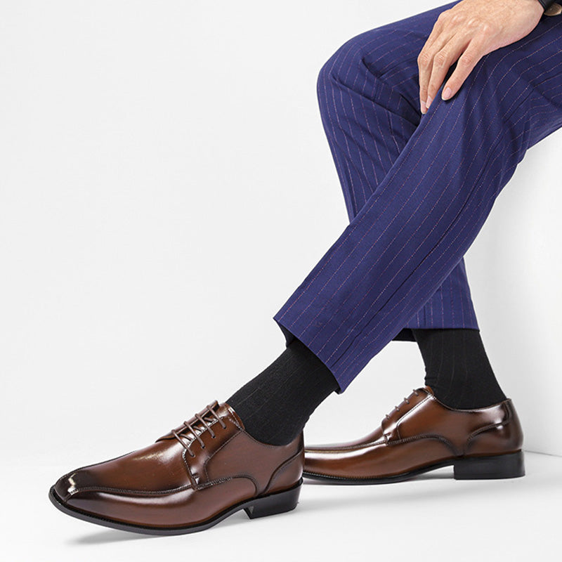 Men CLassic Pointed Toe Cowhide Oxford Shoes-RAIIFY