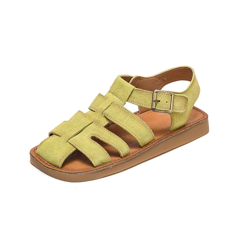 Women Summer Leather Flat Casual Sandals-RAIIFY
