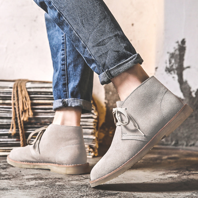 Men Spring Autumn Casual Solid Leather Ankle Boots-RAIIFY