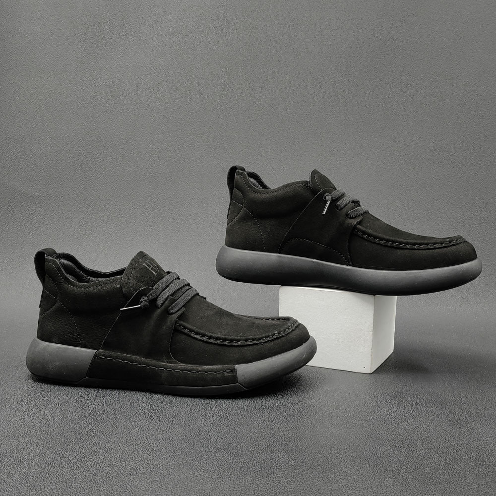 Men Minimalist Soft Leather Flat Casual Shoes-RAIIFY