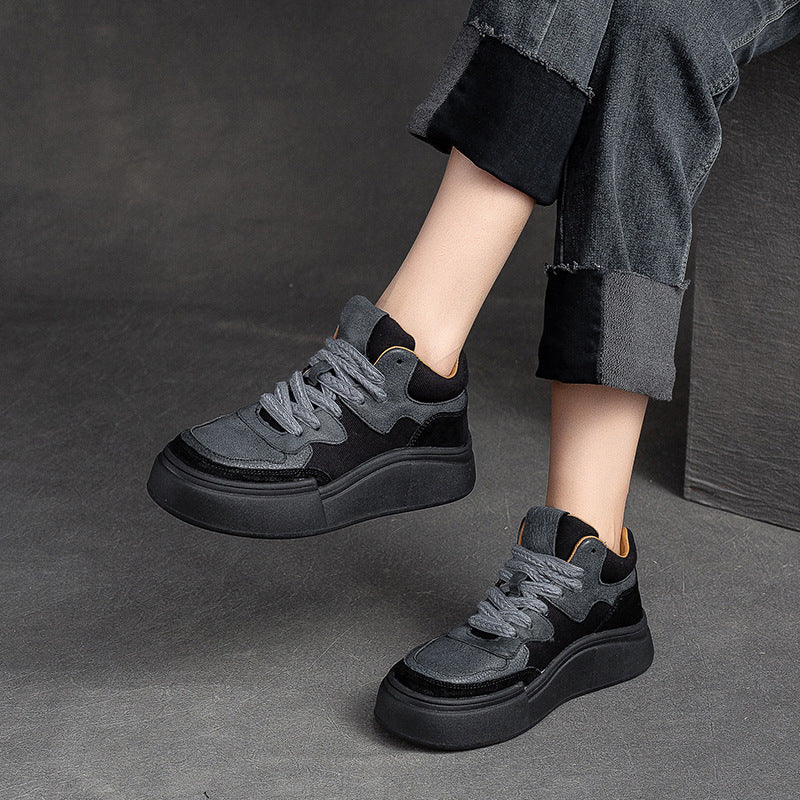 Women Retro Patchwork Thick Soled Casual Shoes-RAIIFY