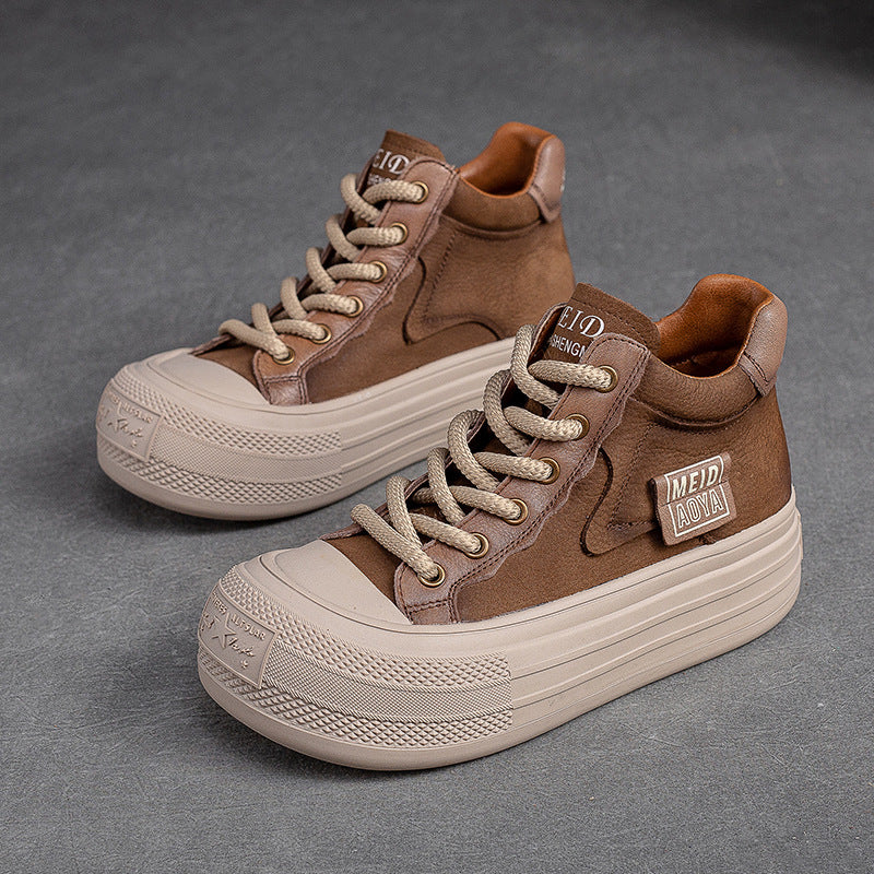 Women Stylish Fashion Leather High Top Casual Shoes-RAIIFY