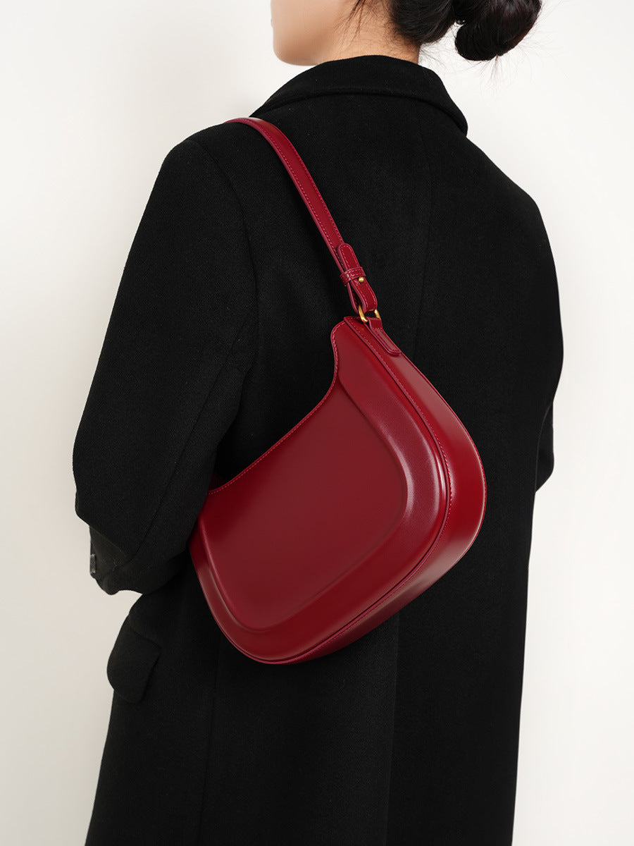 Women Retro Minimalist Leather Shoulder Bag-RAIIFY