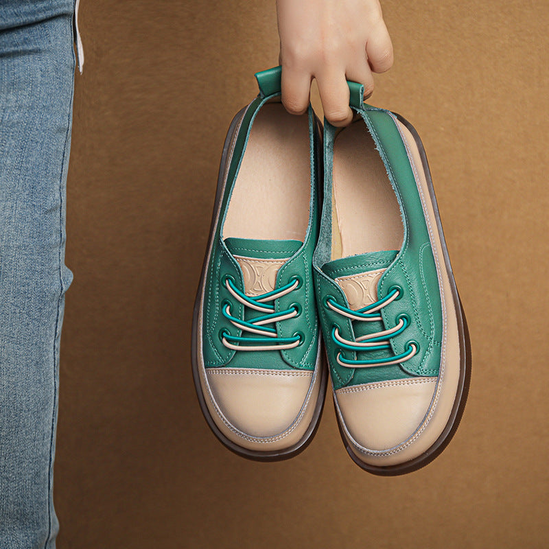 Women Retro Leather Minimalist Soft Flat Casual Shoes-RAIIFY