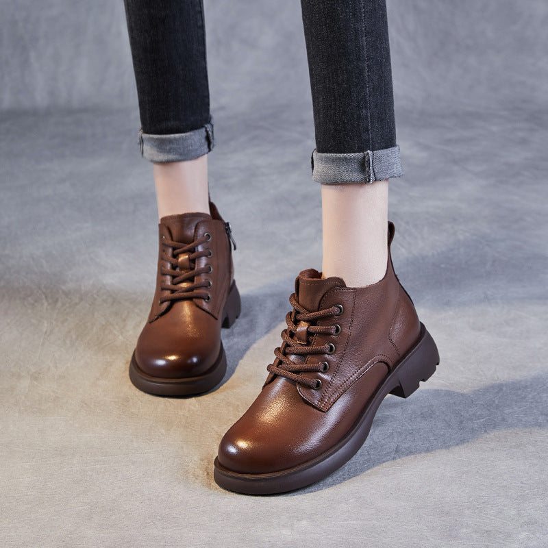 Women Minimalist Soft Cowhide Leather Ankle Boots-RAIIFY