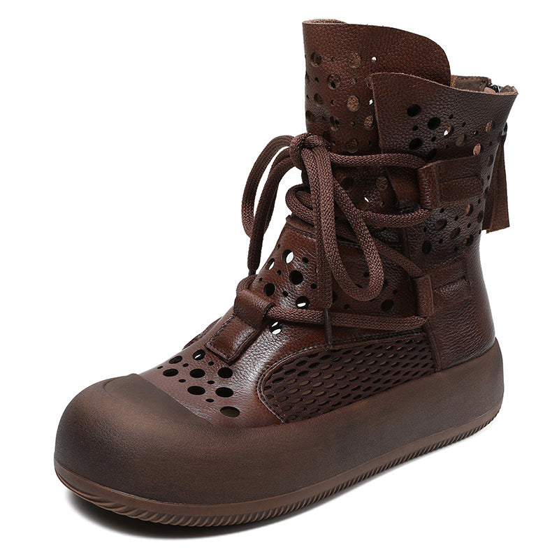 Women Retro Hollow Breathable Flat Summer Boots-RAIIFY