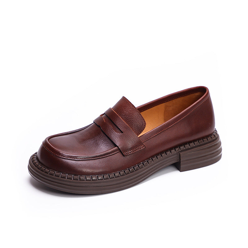 Women Retro Casual Minimalist Soft Leather Loafers-RAIIFY