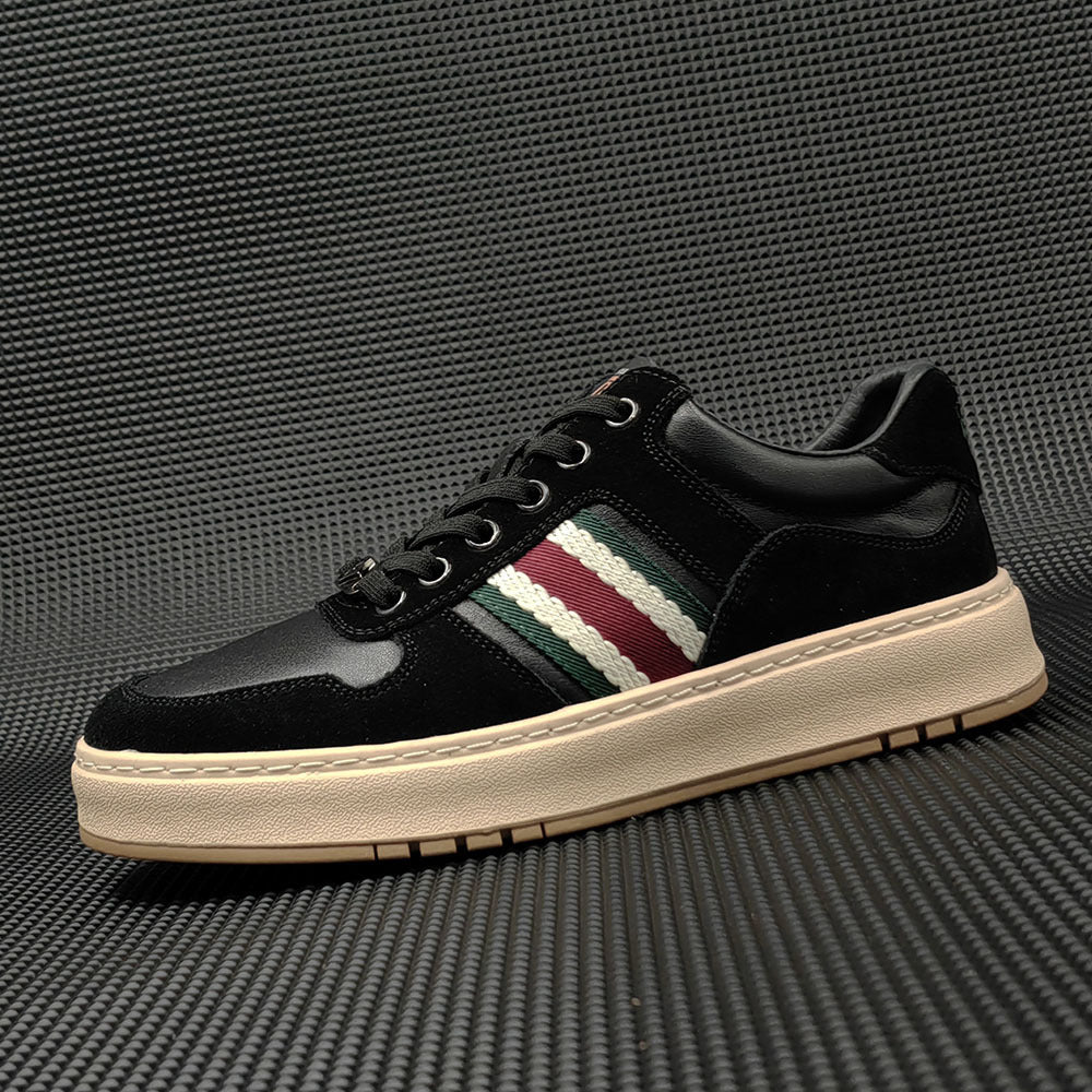 Men Patchwork Leather Stylish Flat Casual Sneakers-RAIIFY