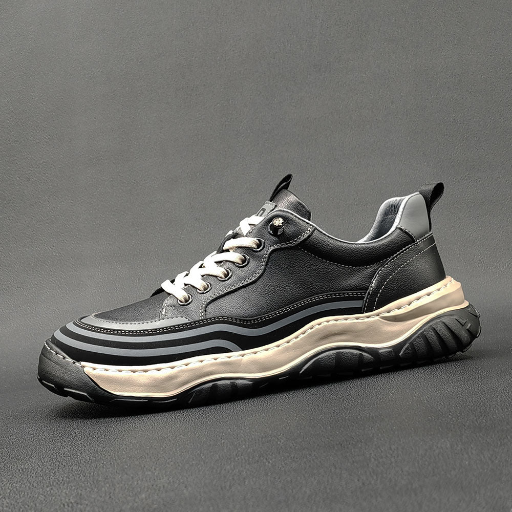 Men Minimalist Patchwork Cowhide Flat Casual Shoes-RAIIFY