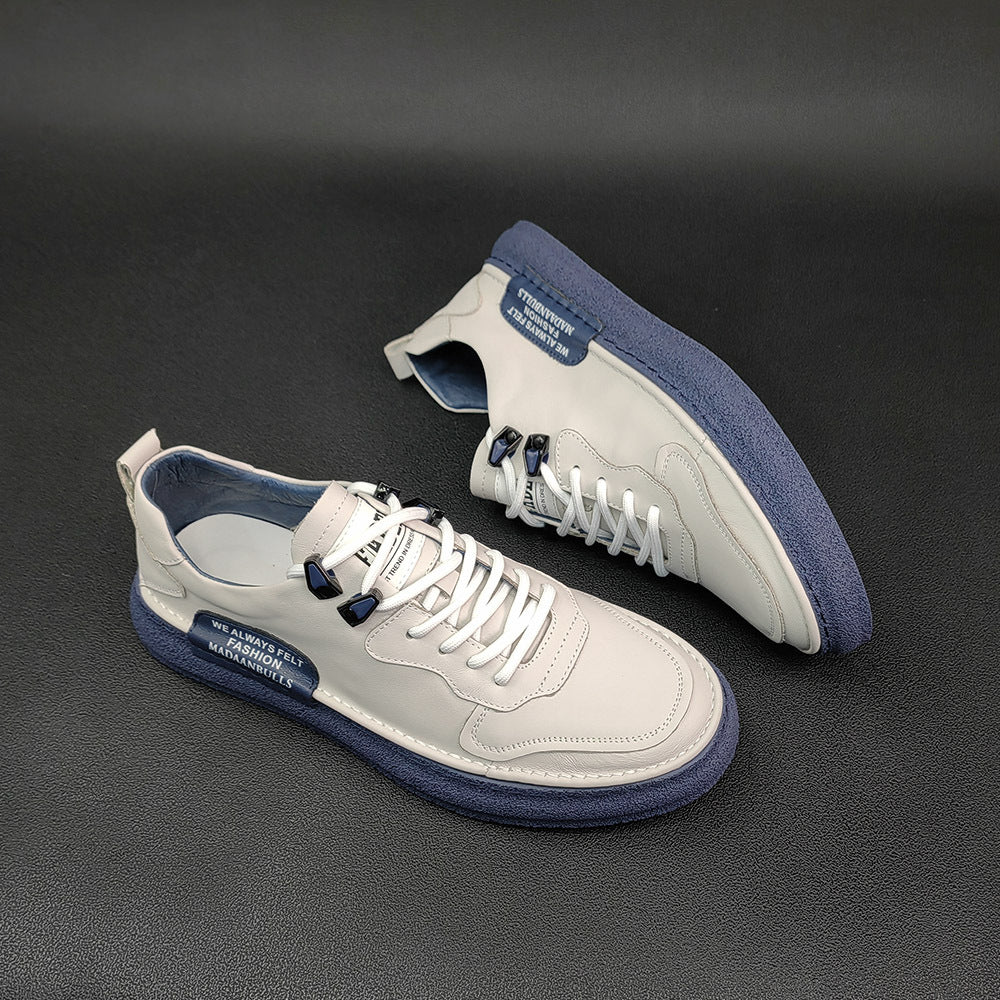 Men Fashion Leather Flat Casual Sneakers-RAIIFY