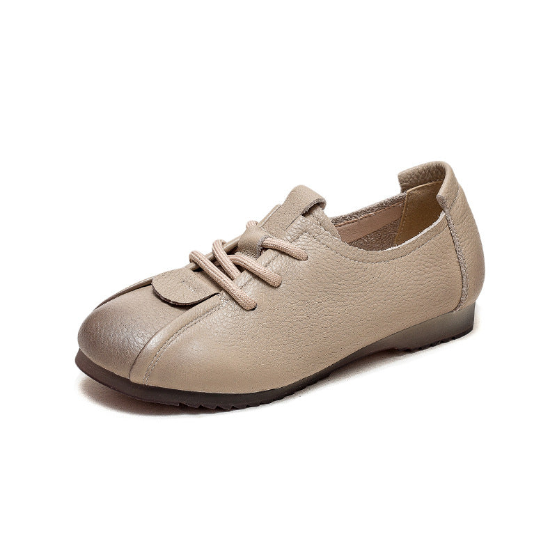 Women Retro Soft Leather Flat Casual Shoes-RAIIFY