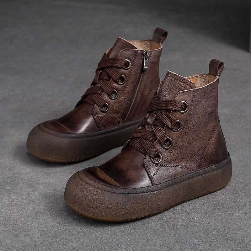 Women Autumn New Trendy Retro Leather Boots-RAIIFY