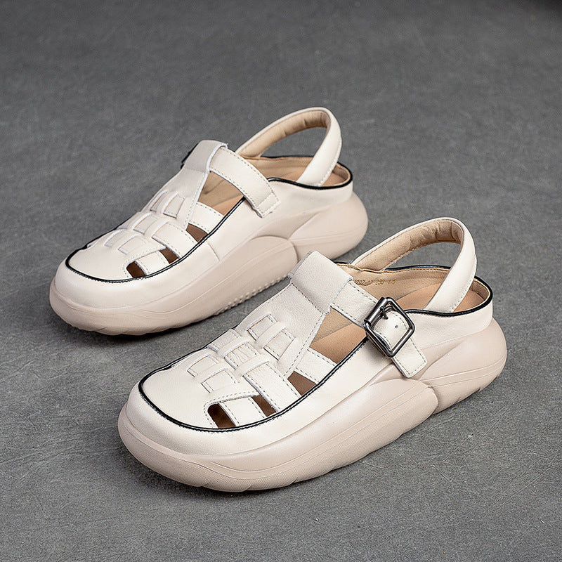 Women Handcraft Plaited Leather Soft Summer Sandals-RAIIFY