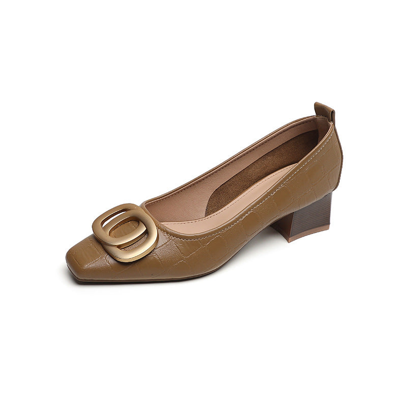 Women Retro Casual Soft Chunky Heeled Pumps-RAIIFY