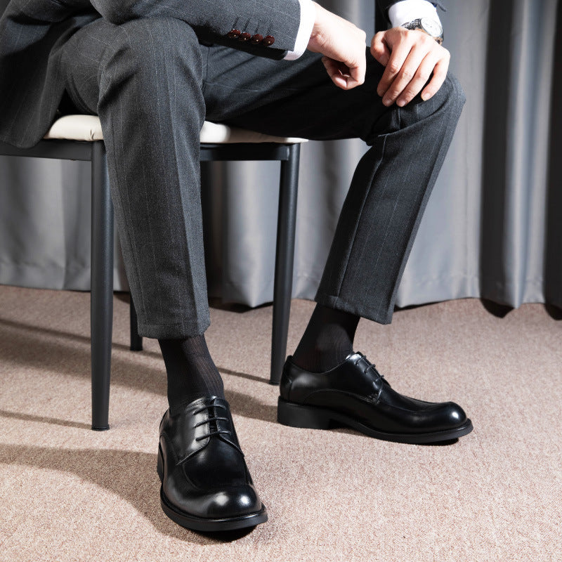 Men Plain Cowhide Oxford Dress Shoes-RAIIFY