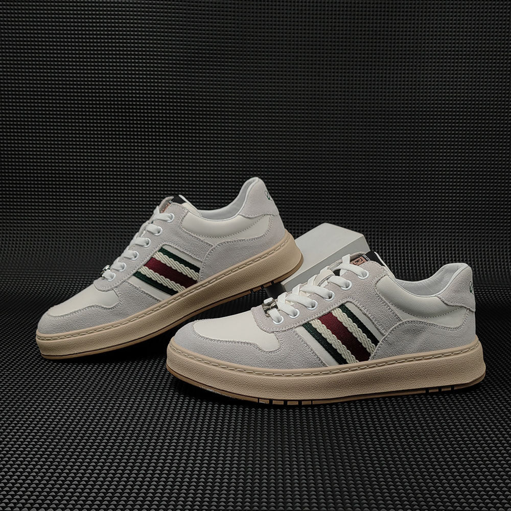 Men Patchwork Leather Stylish Flat Casual Sneakers-RAIIFY