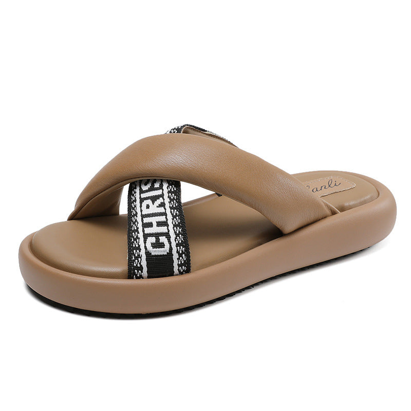 Women Soft Leather Stylish Casual Slides-RAIIFY